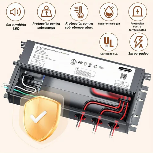 Vista 5 de Controlador LED Regulable de 12V, Transformador LED Triac ELV/MLV de 180W Compatible con Interruptores Lutron y Leviton, Fuente de Alimentación