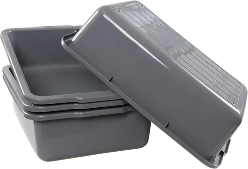 Vista 7 de Bandejas de plástico grandes de 32 litros, caja de bañera de autobús comercial, juego de 4