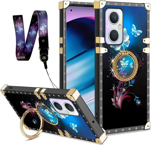 Vista 18 de nancheng Funda cuadrada para LG Stylo 5: Funda de teléfono con patrón de moda para niñas y mujeres con correa de soporte de anillo Funda protectora