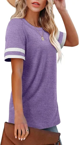 Vista 3 de Angerella Camisetas de verano para mujer, estilo casual, cuello en V, manga corta, ajuste holgado