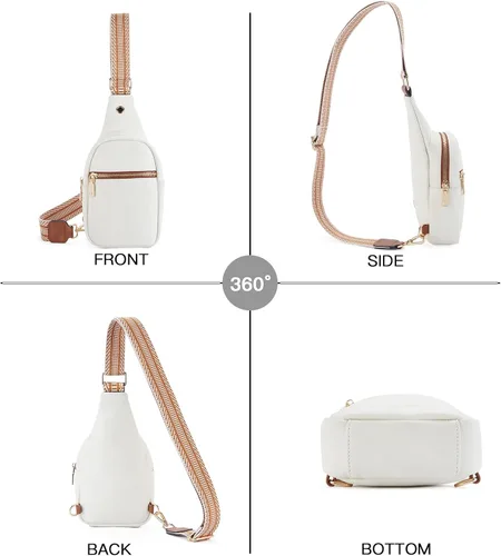 Vista 77 de Telena Riñonera pequeña para mujer, de cuero, cangureras, bolsa de pecho para mujer