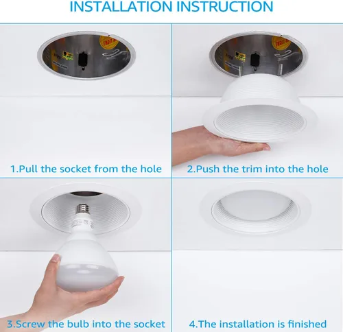 Vista 8 de TORCHSTAR 6 Inch Recessed Light Trim, White Blanco