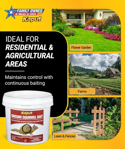 Vista 5 de Kaput Cebo de ardilla terrestre – eficaz para matar pulgas y ardillas con diphacinona e imidacloprid – Control de plagas dirigido para uso al aire