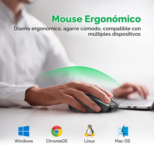 Vista 7 de TechRise Ratón Bluetooth (BT5.0/3.0 y 2.4G) Ratón inalámbrico recargable, seguimiento óptico de 4800 DPI, 6 DPI ajustables, 2.4GHz con receptor USB