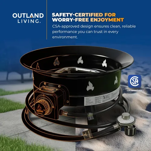 Vista 8 de Outland Living - Chimenea de propano portátil de 19 pulgadas, 58,000 BTU de gas sin humo Perfecta para camping, patio, jardín, tailgating