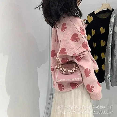 Vista 7 de Kawaii Clothes Love - Suéter largo para mujer, suéter de punto dulce para otoño