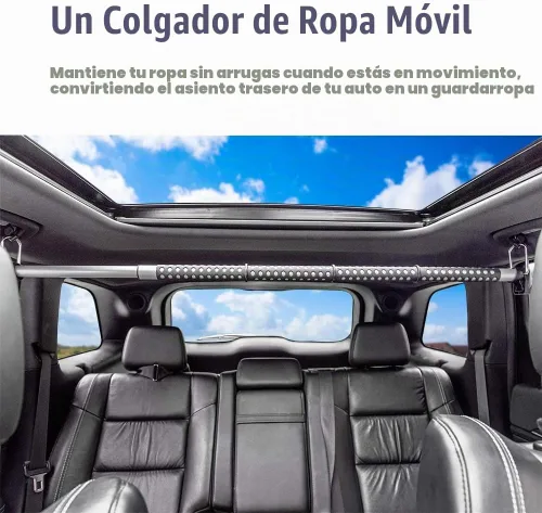 Vista 2 de MICTUNING Barra para colgar ropa en el coche, expansible de 36 a 65 pulgadas, percha retráctil para ropa de vehículo, barra para colgar abrigos