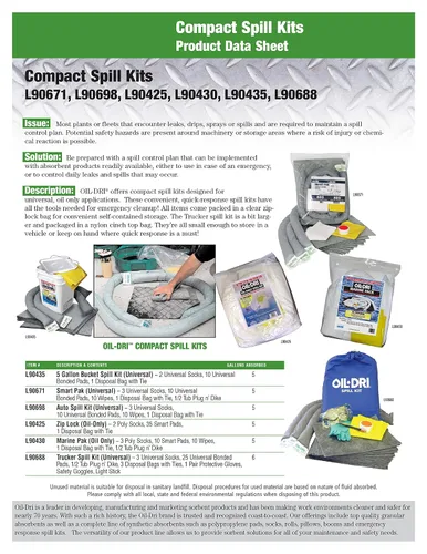 Vista 2 de Oil-Dri L90435 Kit de derrames de cubo universal compacto de 5 galones, capacidad máxima de absorción de 5 galones