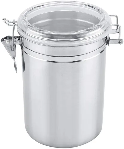 Vista 7 de Recipiente hermético de acero inoxidable para almacenamiento de alimentos con tapa con bisagras, 64.2 fl oz, para café, azúcar, dulces, té