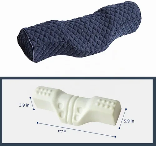 Vista 3 de Almohada cervical para el cuello para aliviar el dolor de dormir, almohada cervical de espuma viscoelástica para aliviar el dolor de cuello rígido