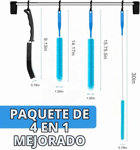 Vista 2 de Cepillo de drenaje, kit limpiador de ventilación de secadora, cepillo de limpieza de bobina de refrigerador, incluye cepillo de ventilación