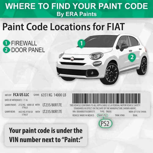Vista 2 de ERA Paints 248A - Aerosol de pintura en aerosol para FIAT Polar Metallic para Fiat Exact Match Automotive - Kit esencial de 2 K