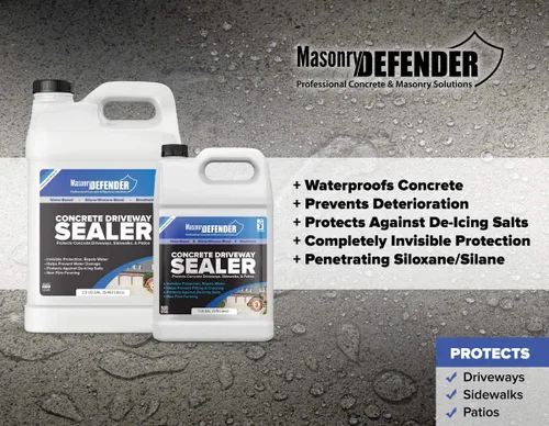 Vista 2 de MasonryDefender Sellador de hormigón - Repelente de agua de penetración profunda, silano siloxano - 2.5 galones