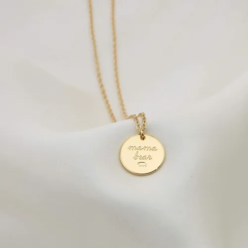 Vista 5 de LUIWIN Collar de disco inspirador chapado en oro de 18 quilates, con cita personalizada, diseño de motivación, colgante de disco minimalista, regalo