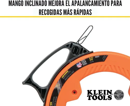Vista 5 de Klein Tools 56331 - Cinta pasacable, extractor de alambre de acero con doble punta de bucle, carcasa y mango optimizados, 1/8 pulgada x 50 pies