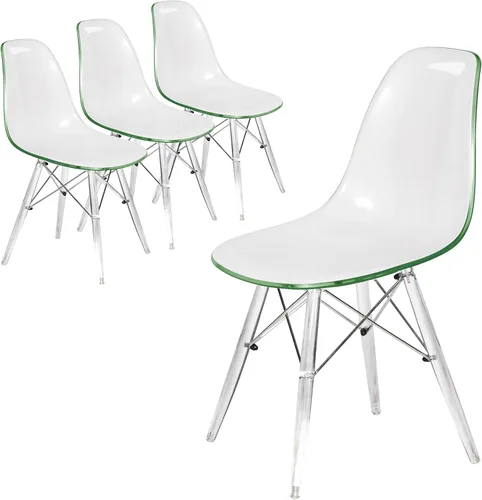 Vista 18 de LeisureMod Cresco - Silla de comedor moldeada moderna con base Eiffel cromada y patas de soporte acrílicas en forma de X, silla auxiliar ergonómica