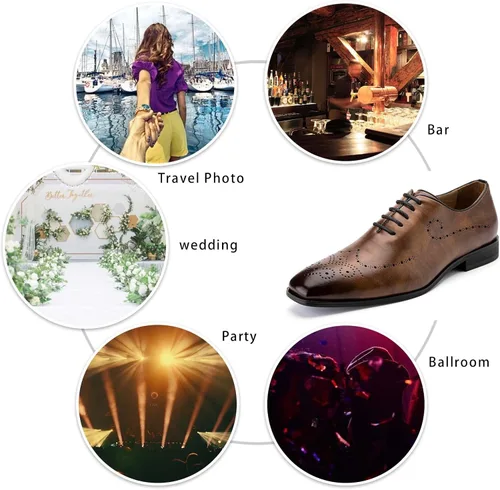 Vista 6 de Meijiana Zapatos formales Oxfords para hombre, zapatos casuales de negocios con cordones, zapatos de vestir de moda para hombres