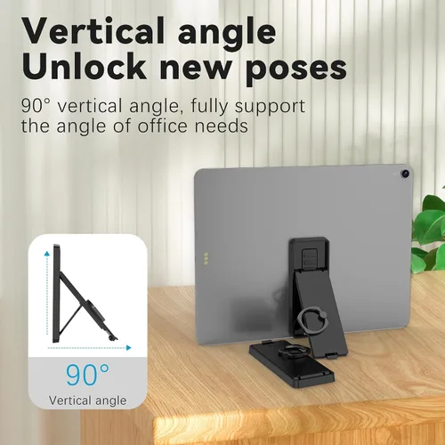Vista 4 de Soporte ligero para anillo de tableta con agarre giratorio de 360°, soporte plegable delgado para tableta, soporte de un solo dedo anticaída