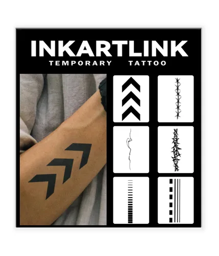 Vista 10 de INKARTLINK Tattoo Tech, 4 hojas de tatuaje semipermanente, tatuajes temporales de diseño artístico para adultos, dura 1-2 semanas, impermeable