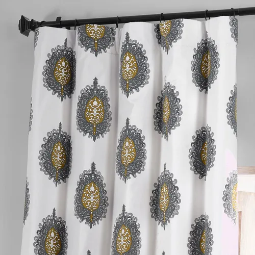 Vista 3 de HPD HALF PRICE DRAPES PRTW-BOD02A-84 - Cortina opaca de algodón con estampado maya (1 panel), 50 x 84 pulgadas, color verde azulado maya