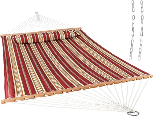 Vista 11 de Sunnydaze Hamaca Acolchada para Exteriores con Barras Separadoras - Hamaca Doble de Servicio Pesado con Capacidad de 450 Libras para Exteriores