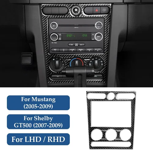 Vista 2 de Adhesivo de cubierta para panel de control del aire acondicionado del automóvil para Ford Mustang GT Shelby 2005 2006 2007 2008 2009 Accesorios