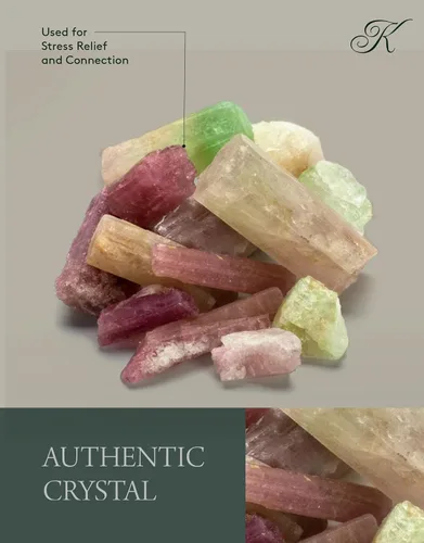 Vista 2 de KALIFANO Paquete de turmalina bicolor con energía calmante y purificadora, cristal curativo de rara sandía brasileña, rubélite, turmalina, reiki