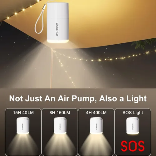 Vista 4 de Bomba de aire eléctrica al aire libre Luz de camping SOS Light Batería de litio de gran capacidad para balsa de aire cojín de aire Anillo de natación