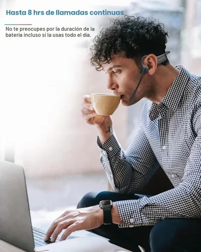 Vista 6 de Auriculares Bluetooth de conducción ósea con micrófono ENC Boom Mic Auriculares inalámbricos para computadora con micrófono Cancelación de ruido