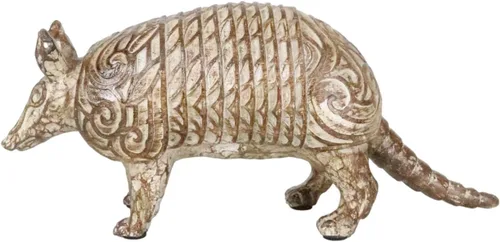 Vista 3 de Ebros Gift Figura rústica occidental de Texas Wild Armadillo en acabado de madera sintética con herramientas para cabaña, decoración de casa