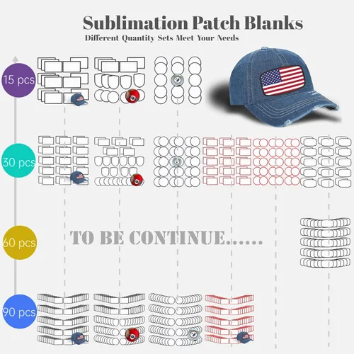 Vista 6 de 60 parches de sublimación, parches en blanco para planchar para manualidades, sombreros, gorras, mochilas, uniformes