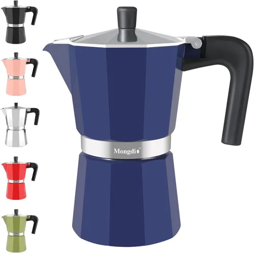 Vista 21 de Mongdio - Cafetera de café espresso para estufa Moka, Cafetera Cubana para estufa, Cafetera Mocha Greca Italiana, para 6 tazas de espresso, 10 onzas