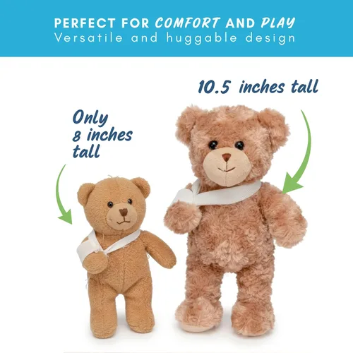 Vista 8 de Jolitee Oso de peluche con brazo roto con brazo izquierdo o derecho, regalo de recuperación de animales de peluche para niños, 10.5 pulgadas