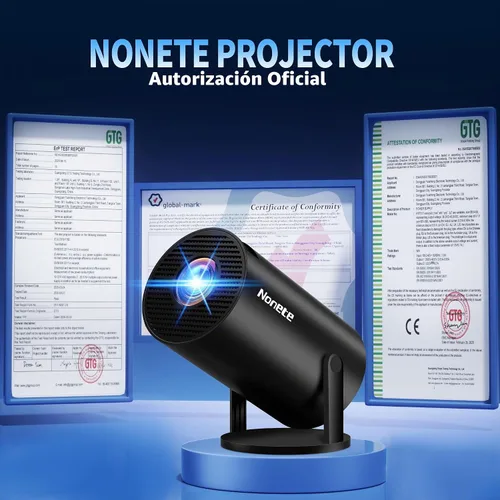 Vista 3 de Mini proyector 1080P, proyector 4K Full HD con WIFI 6 y Bluetooth 5.2, compatible con proyector portátil giratorio de 180° con corrección