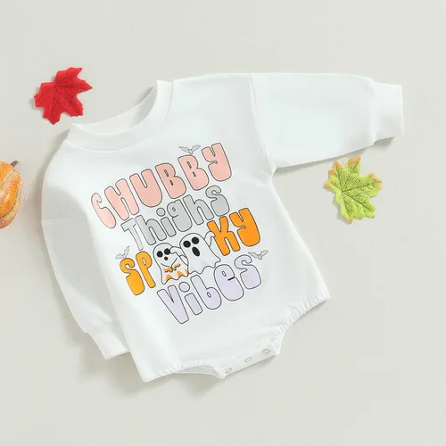 Vista 3 de Disfraz de Halloween para bebé recién nacida, sudadera de calabaza, mameluco de manga larga para otoño e invierno