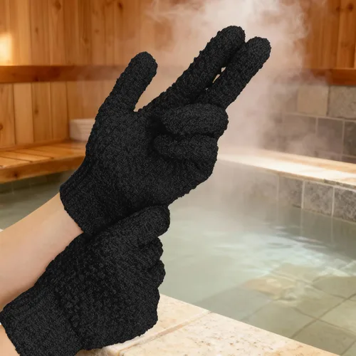 Vista 6 de Evridwear Guantes de baño exfoliantes de doble textura para ducha, spa, masaje y exfoliaciones corporales, removedor de células muertas de la piel
