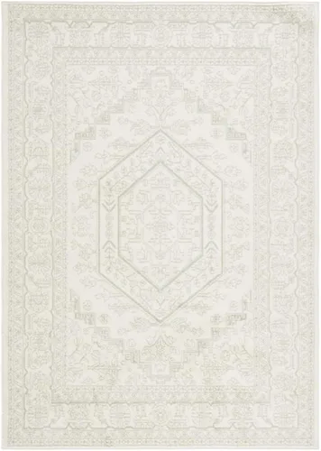 Vista 123 de SAFAVIEH ADR108B - Tapete de la colección Adirondack, 2 pies 1 pulgada x 6 pies, marfil y plateado, diseño de medallón oriental, no desprende