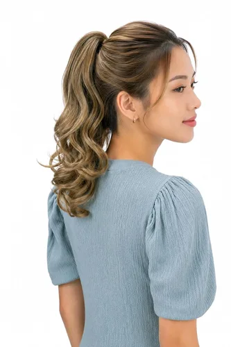 Vista 17 de PRETTYSHOP - Extensión de cabello rizado voluminoso, cola de caballo de 14 pulgadas con clip, resistente al calor