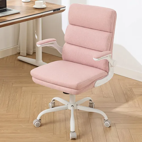 Vista 12 de amseatec Silla de Oficina Ajustable para Escritorio de Respaldo Medio Ejecutiva Cómoda de Tela Ergonómica con Soporte para la Espalda Silla de Beige
