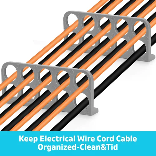 Vista 4 de Paquete de 10 soportes de cable para persecución de cables, soporte de cable para gestión organizada de cables eléctricos NMB, dispensador de cables