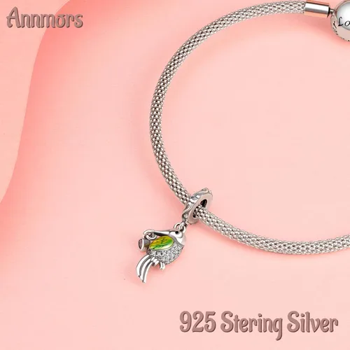 Vista 2 de Annmors Dream Catcher Fireworm Love Charm fit Bracelet 925 Sterling Silver Pendant for European Necklace Jewelry