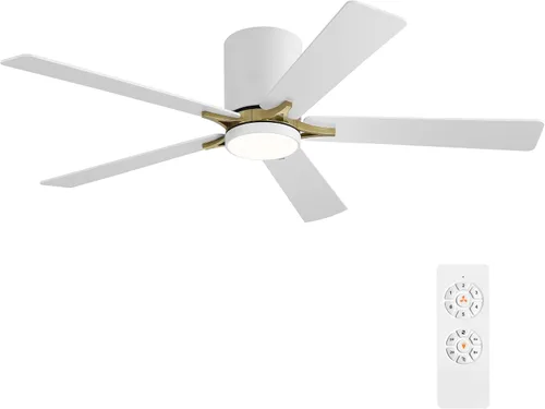 Vista 11 de WINGBO Ventilador de techo de montaje empotrado CC de 48 pulgadas con luces, motor CC reversible de 6 velocidades, 3CCT, ventilador de techo