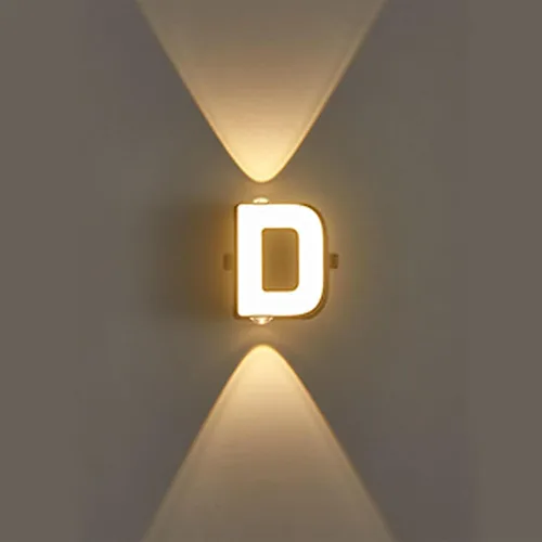 Vista 6 de Apliques de pared modernos LED hacia arriba, lámpara de pared con letras, luz blanca cálida y negra, de aluminio para sala de estar, escalera Letra A