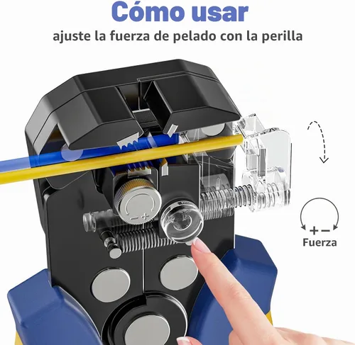 Vista 5 de haisstronica Pelacables y herramienta de prensado, herramienta de pelacables automático AWG 24-10 con crimpadora de cables de trinquete AWG 22-10