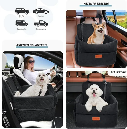 Vista 4 de HEGGCOOE Asiento de automóvil para perros pequeños, asientos elevadores de espuma viscoelástica con cojín grueso para perros medianos de menos de 35