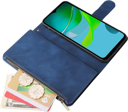 Vista 4 de Asuwish Funda compatible con Motorola Moto E13 y protector de pantalla de vidrio templado, funda de cuero con tapa para tarjetero, accesorios