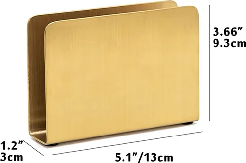 Vista 2 de Servilletero dorado independiente de acero para mesa de comedor, cocina, encimera, toalla de invitados (cuadrado)