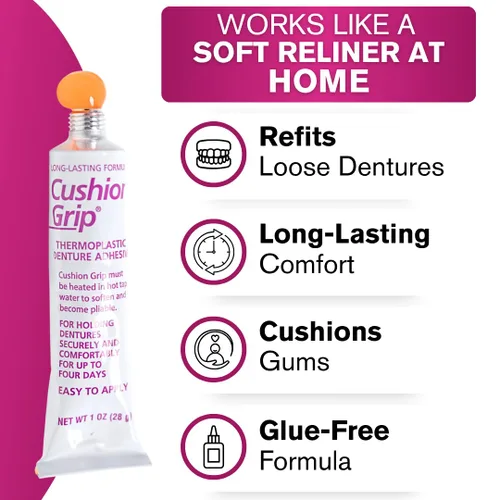 Vista 6 de Cushion Grip Adhesivo termoplástico para dentadura postiza 1 oz