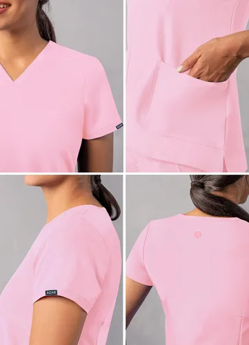 Vista 4 de Adar Addition - Ropa quirúrgica para mujer, moderna camiseta médica con cuello en V