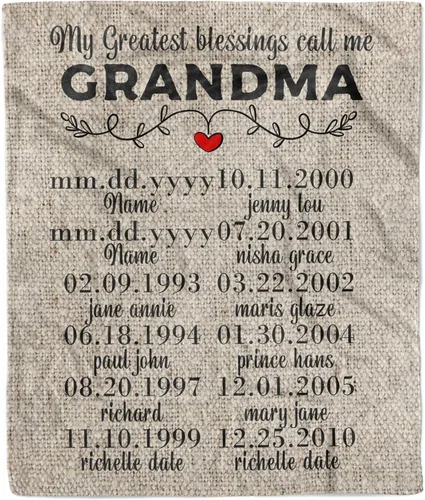 Vista 14 de Manta personalizada para la abuela a mi nieta, regalo para mamá y abuela, regalo de nietos, regalos para abuela, manta personalizada con foto